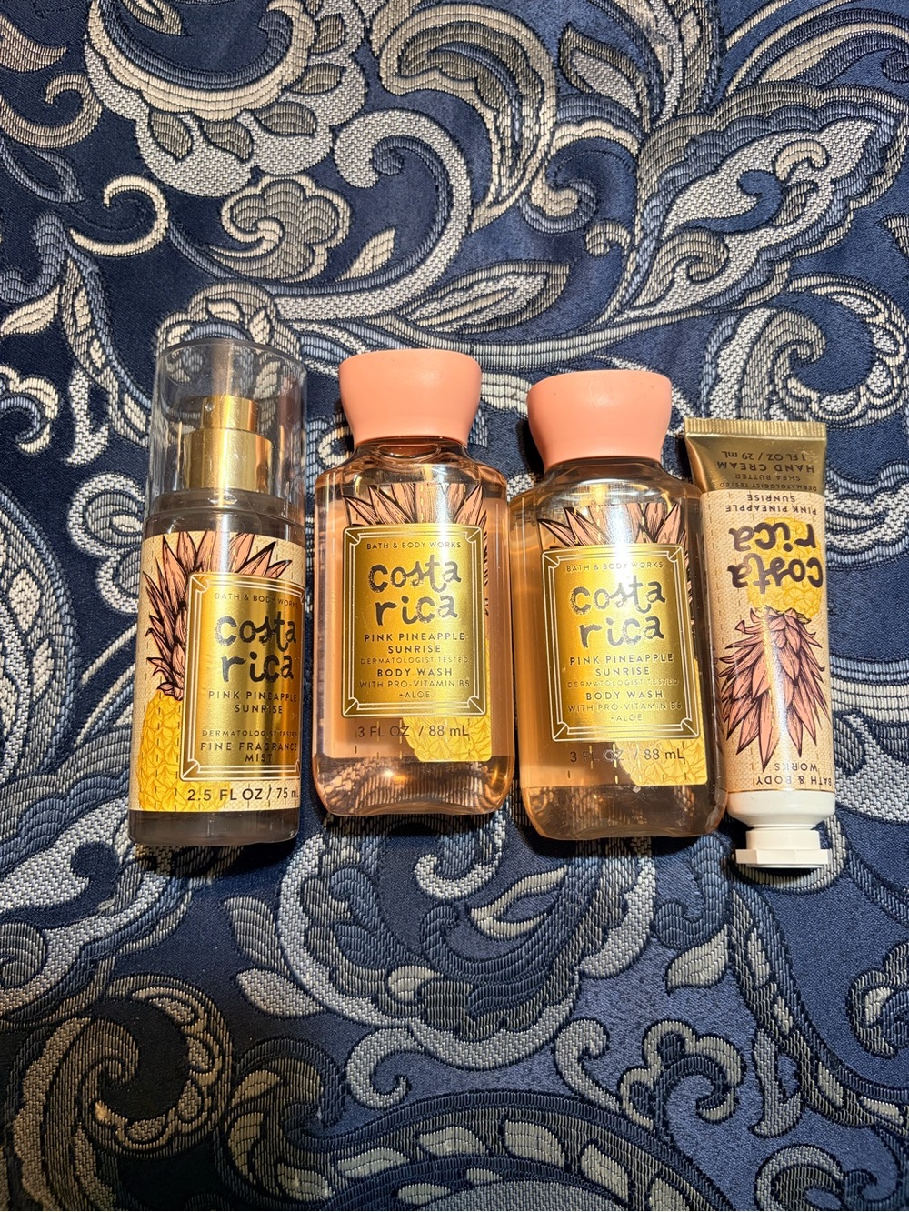 Bath & Body Works Pink Pineapple Sunrise Bath & Body Set - Peach/Gold